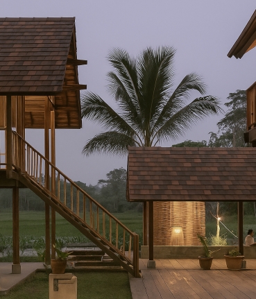 Phối cảnh ngói ManVillas tone nâu