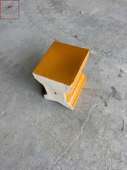 Bò nóc mái chùa nhà thờ Họa tiết Liên Hoa Lưu Hành Sinh Khí men vàng hổ phách 32x25 (cm)  01