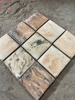 Gạch mộc mix màu Rỉ Sắt Son - Vân Đá Đá Xanh - Be Hạnh Nhân 01