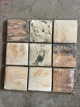 Gạch mộc mix màu Rỉ Sắt Son - Vân Đá Đá Xanh - Be Hạnh Nhân 01