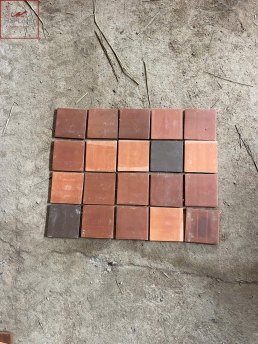 Gạch lát sân vườn 10x10cm - tone nâu đỏ - cam đỏ - nâu đen